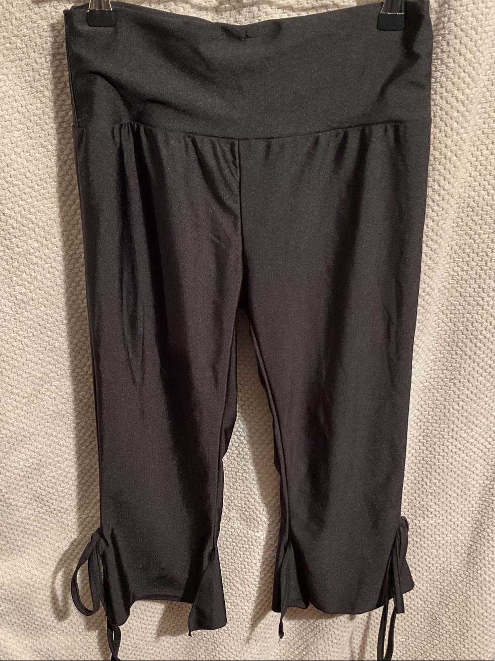 Black Capri Leggings with Side Ties & Slits